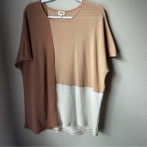 BKE Waffle Knit Top in Tan